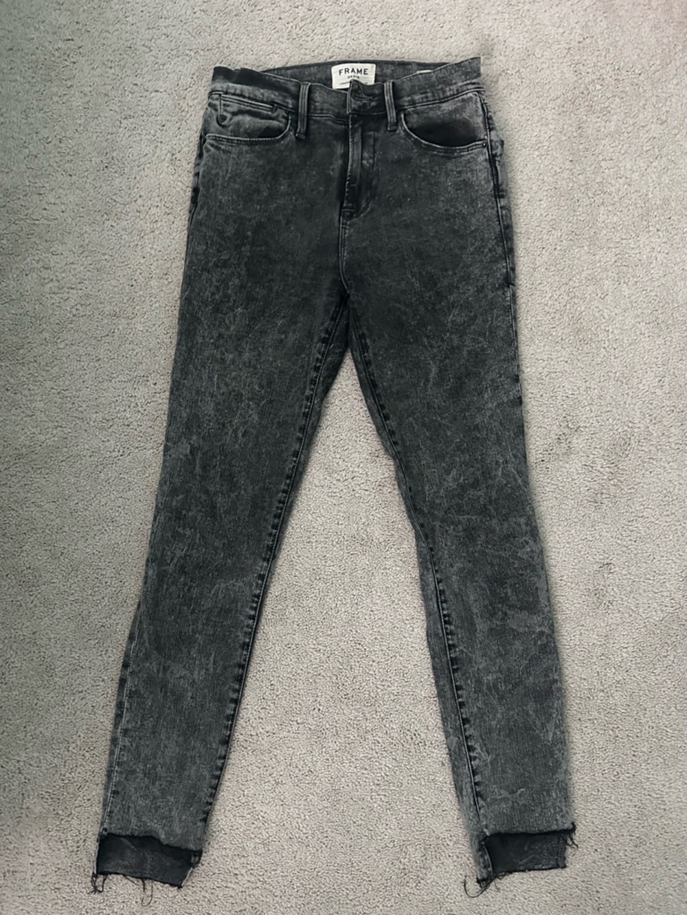 Frame Denim Women's Black Acid-Wash Skinny Jeans